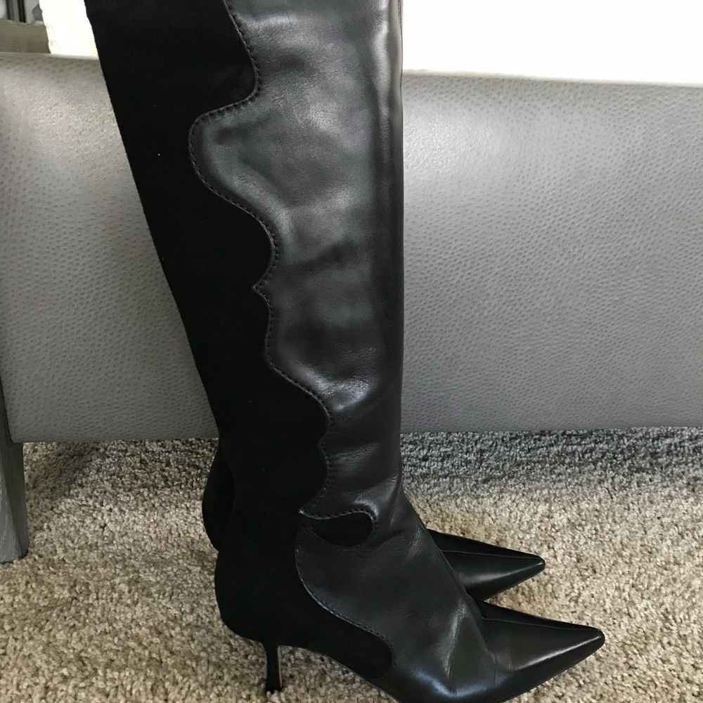 Gorgeous Jimmy Choo leather and suede black boots